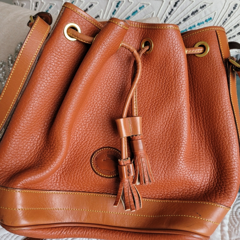 Dooney and Bourke Caramel Drawstring Bucket Bag